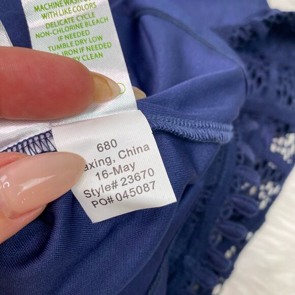 Lilly Pulitzer Women's Mango Shift Dress True Navy Leaf Palm Size S Lace - Picture 10 of 16